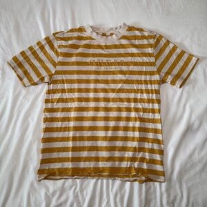Vintage Guess Logo Striped T-Shirt, Yellow - Women's Size Small